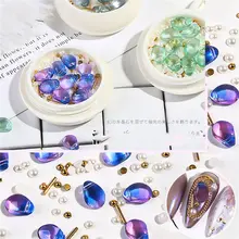 

Nail Rhinestone Square Flat Bottom Studs 3D Nail Art Decoration DIY Colorful Charms Elongated Manicure Mixed Size Nail Tips