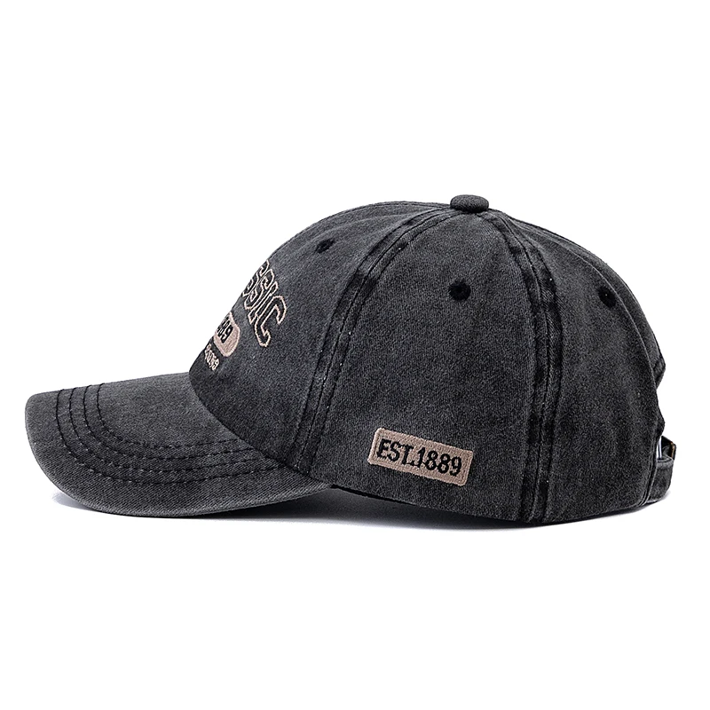 Hot Sale Retro Design Embroidery Classic 1889 Letter Baseball Cap Vintage Washed Cap Adjustable Dad Hats For Women Men