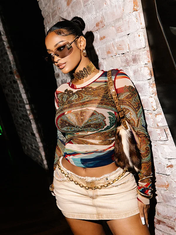 Women's Slim Fit round Ne Long Sve T-irt Trendy Underwear Print Base irt ular Street Sle Pure Color Polyester