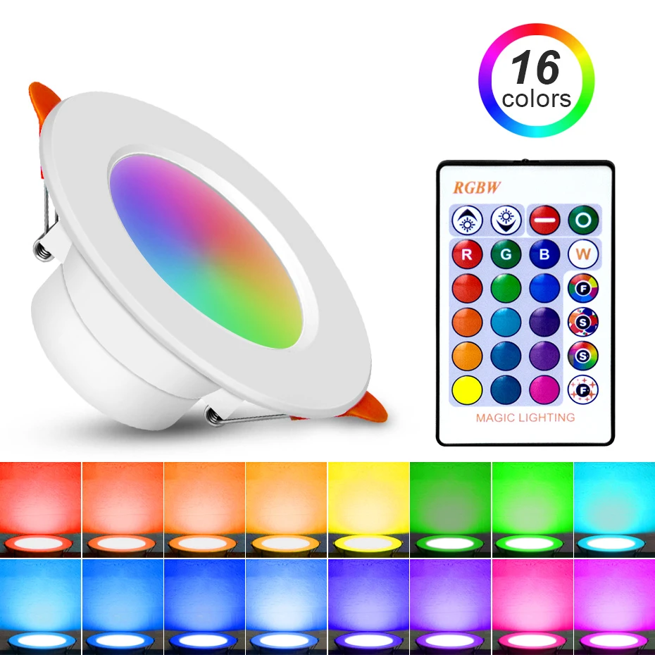Led Downlight Remote Control Colorful Rgb Recessed Led Ceiling Lamp 10w 15w 220v Led Spot Lamp