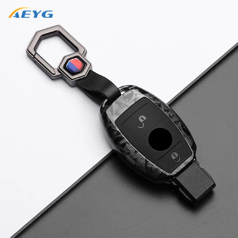 Premium ABS Carbon Fiber Car Key Case Cover for Mercedes-Benz AMG Accessories