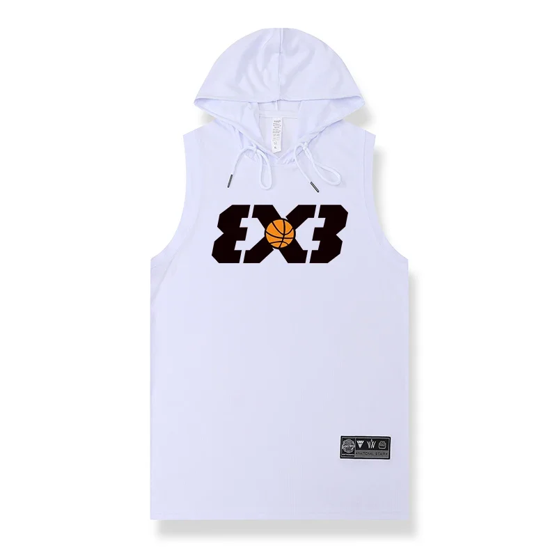 Adults Basketball Hooded Vests Personalized Design 100% Polyester Basketball Tank Top Sportswear Running Shirt For Men