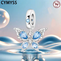 Elegant Sterling Silver Blue Butterfly Beads Pendant - Exquisite Jewelry Birthday Gift (OTC1431)