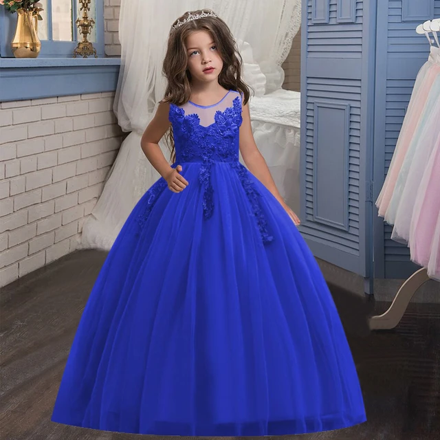 Royal Blue Party Dresses Girls  Child Wedding Dress Royal Blue - Kid Girl  Wedding - Aliexpress