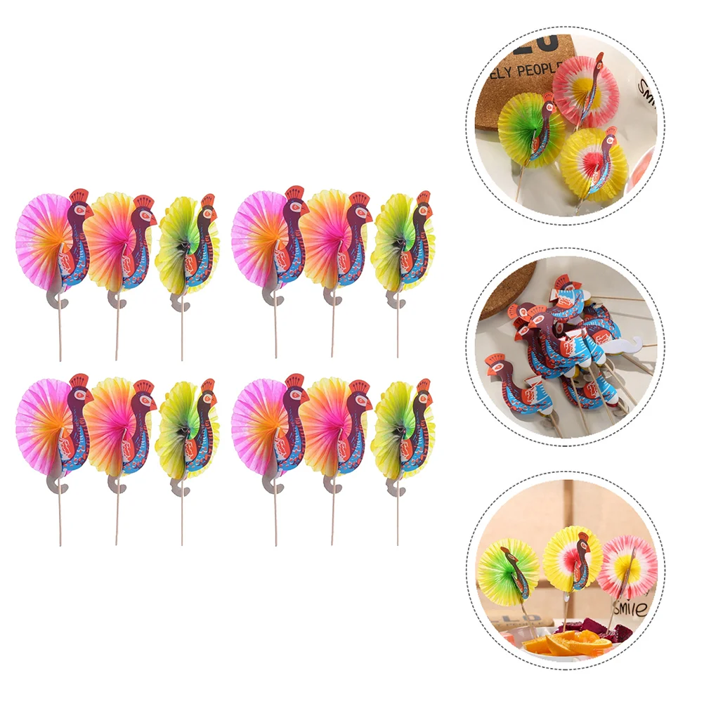 

Creative Cocktail Toppers Decorative Fruit Toothpicks Peacock Cocktail Decoration Fruit Stick (Assorted Color)