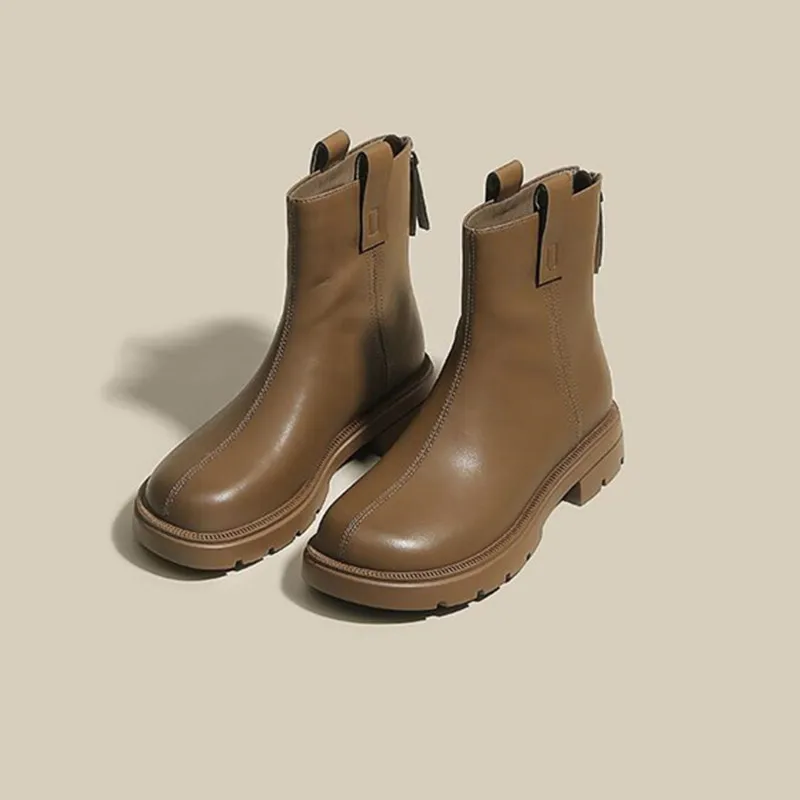 brand Soft-faced Boots 2022 New Trendy Western Style Fashion All-match Thick Heel British Style Autumn Winter Short Boots Women