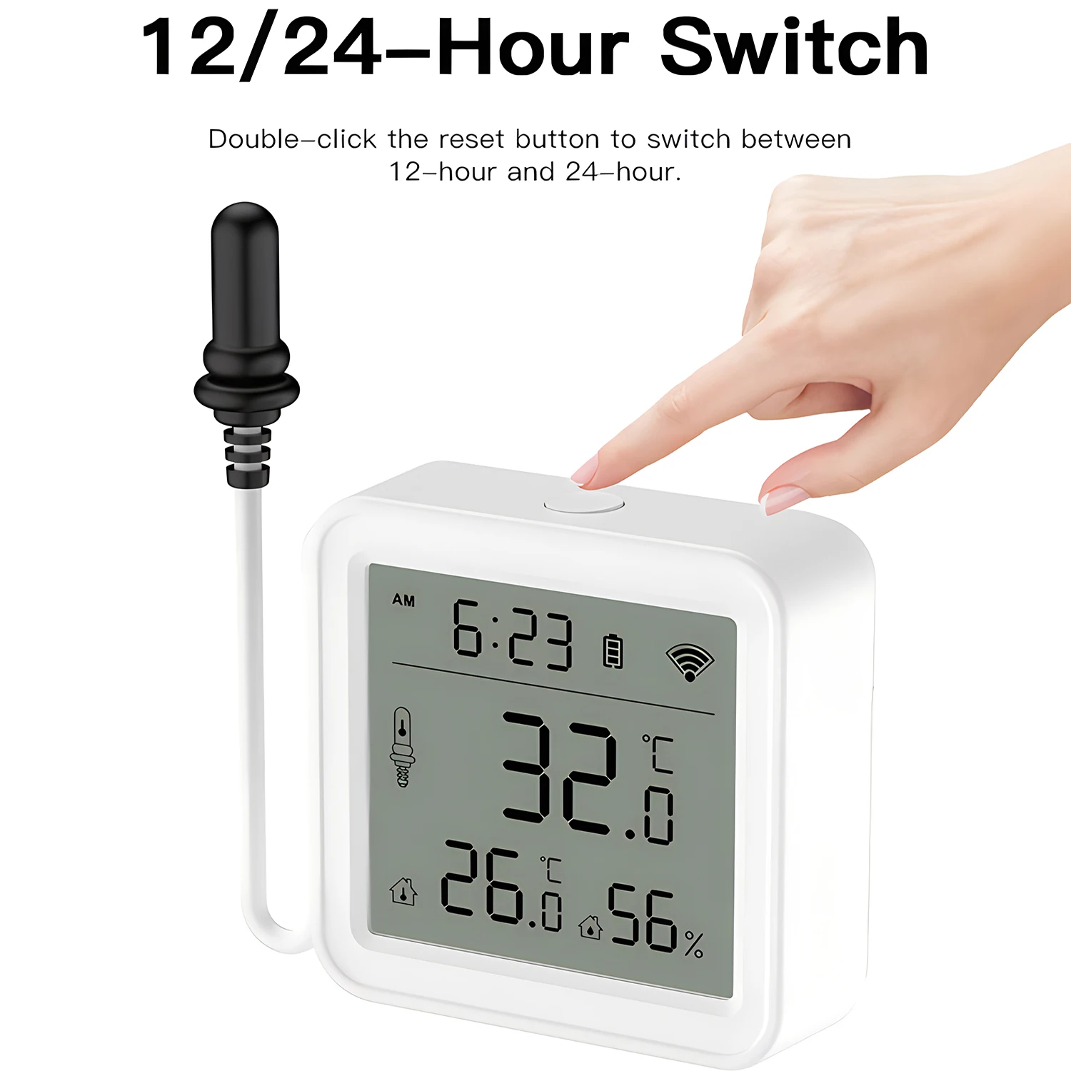 Tuya Smart WiFi/ZigBee Temperature & Humidity Sensor External Probe 12/24H Switch Work With Alexa Google Assistant temperature humidity meter air thermohygrometer