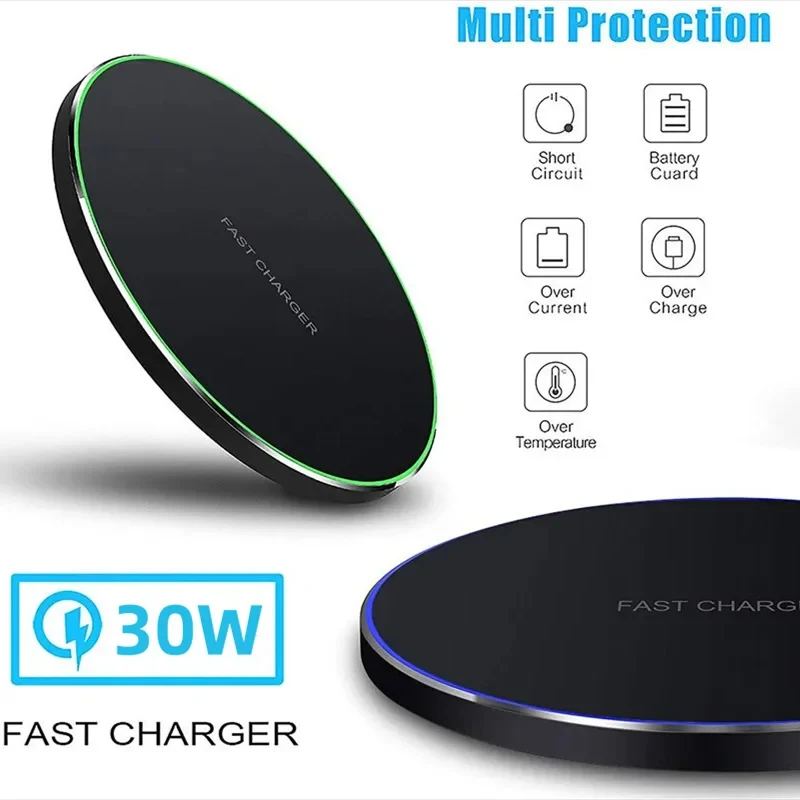 30W Fast Wireless Charger Pad – Compatible with iPhone, Samsung Galaxy, Xiaomi 2
