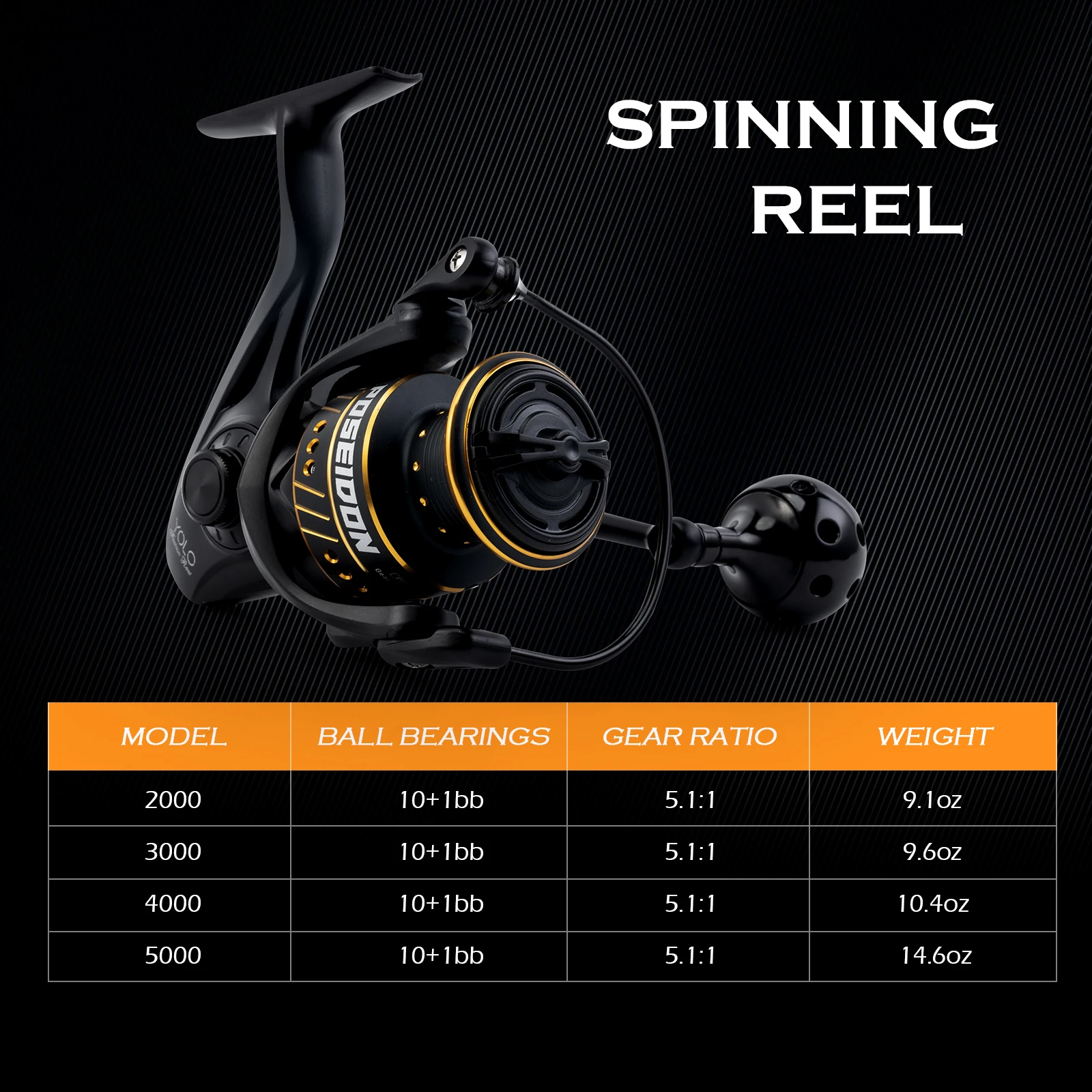 Goture Spinning Fishing Reel CNC Metal Arm Swing 5.1:1 Gear