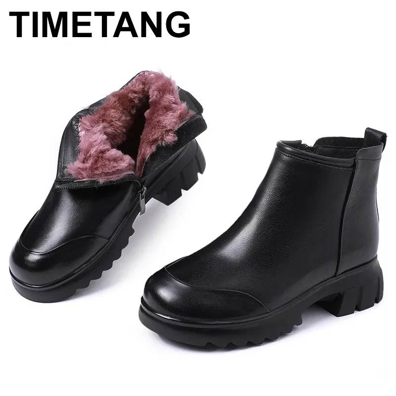 

2023 Winter Chelsea Ankle Boots High Quality Women Shoes Platform Round Toe Warm Short Boots Women Chunky Heel Classics Boots