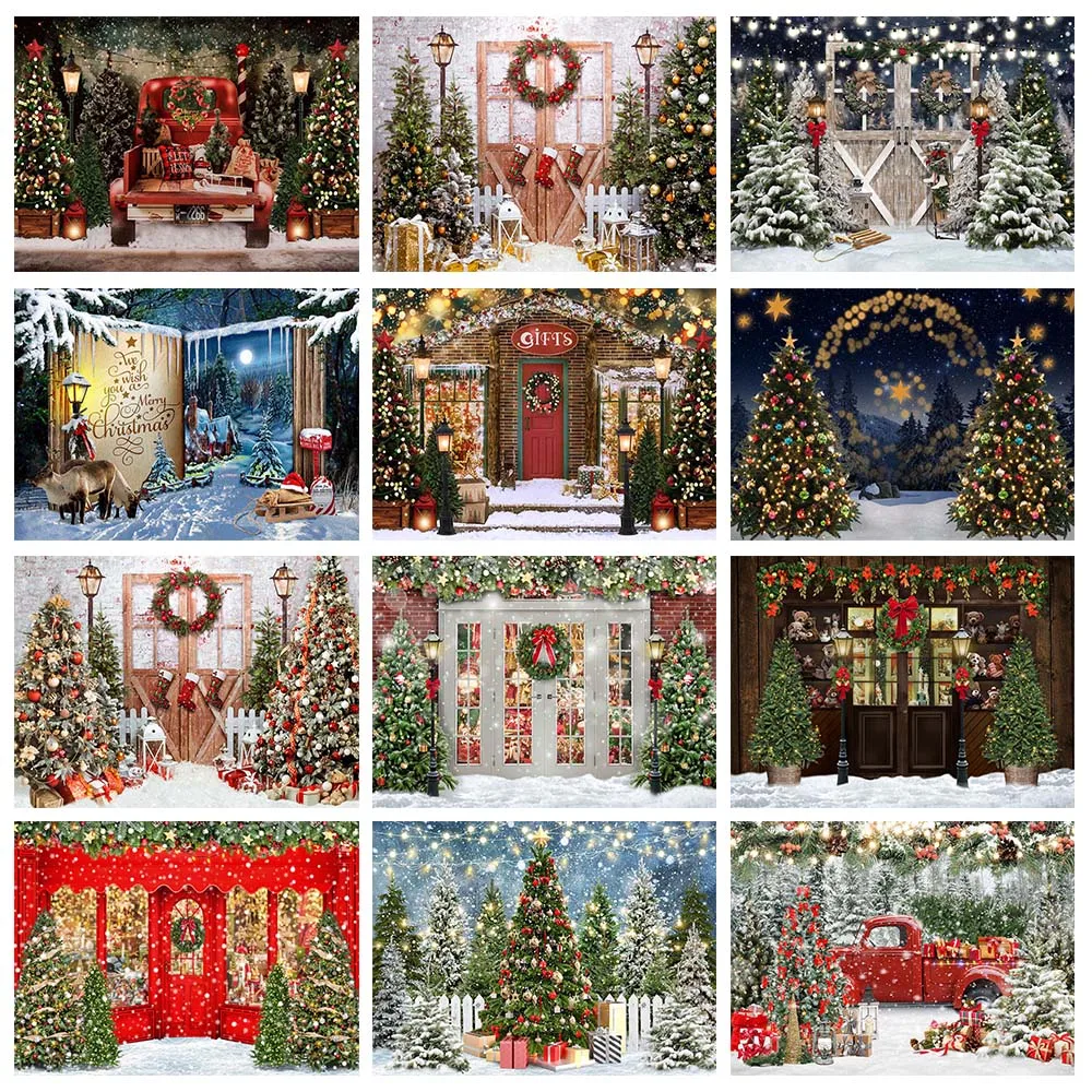 

Mocsicka Christmas Backdrop for Photography Winter Snow Forest Xmas Tree Photo Background Studio Girl Child Portrait Shoot Props