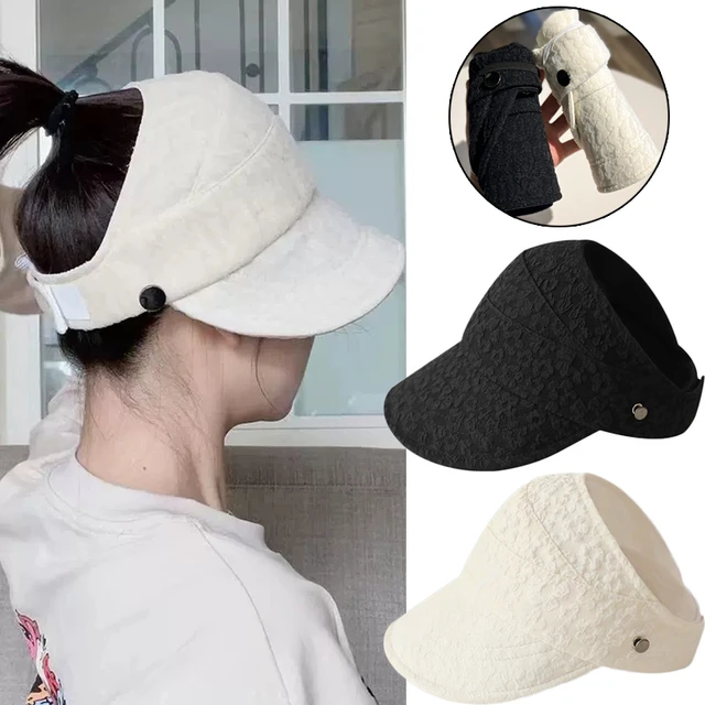 Summer New Women Bucket Hat UV Protection Sun Hats Solid Color Soft  Foldable Wide Brim Outdoor Beach Panama Cap Ponytail Caps - AliExpress