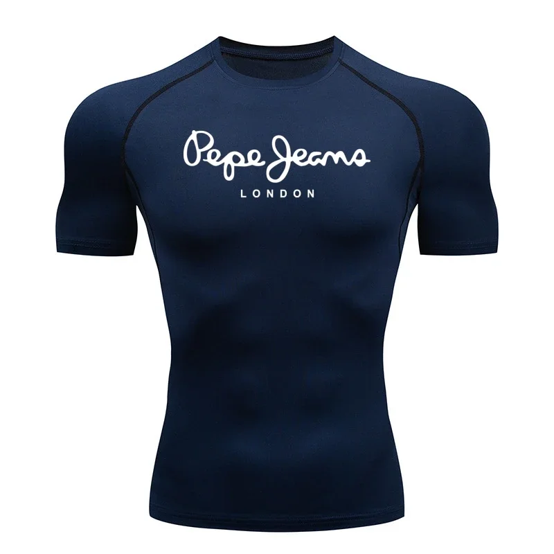 T-shirt sportiva da uomo T-shirt sportiva a maniche corte ad asciugatura rapida Top da palestra Fitness Camicia aderente da allenamento T-shirt da corsa da uomo - immagine 5