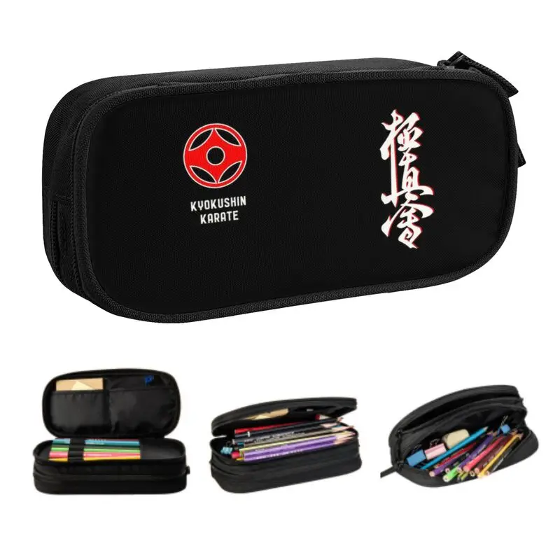 

Cute Karate Kyokushin Pencil Case for Girls Boys Custom Martial Arts Large Capacity Pen Bag Box School Supplies