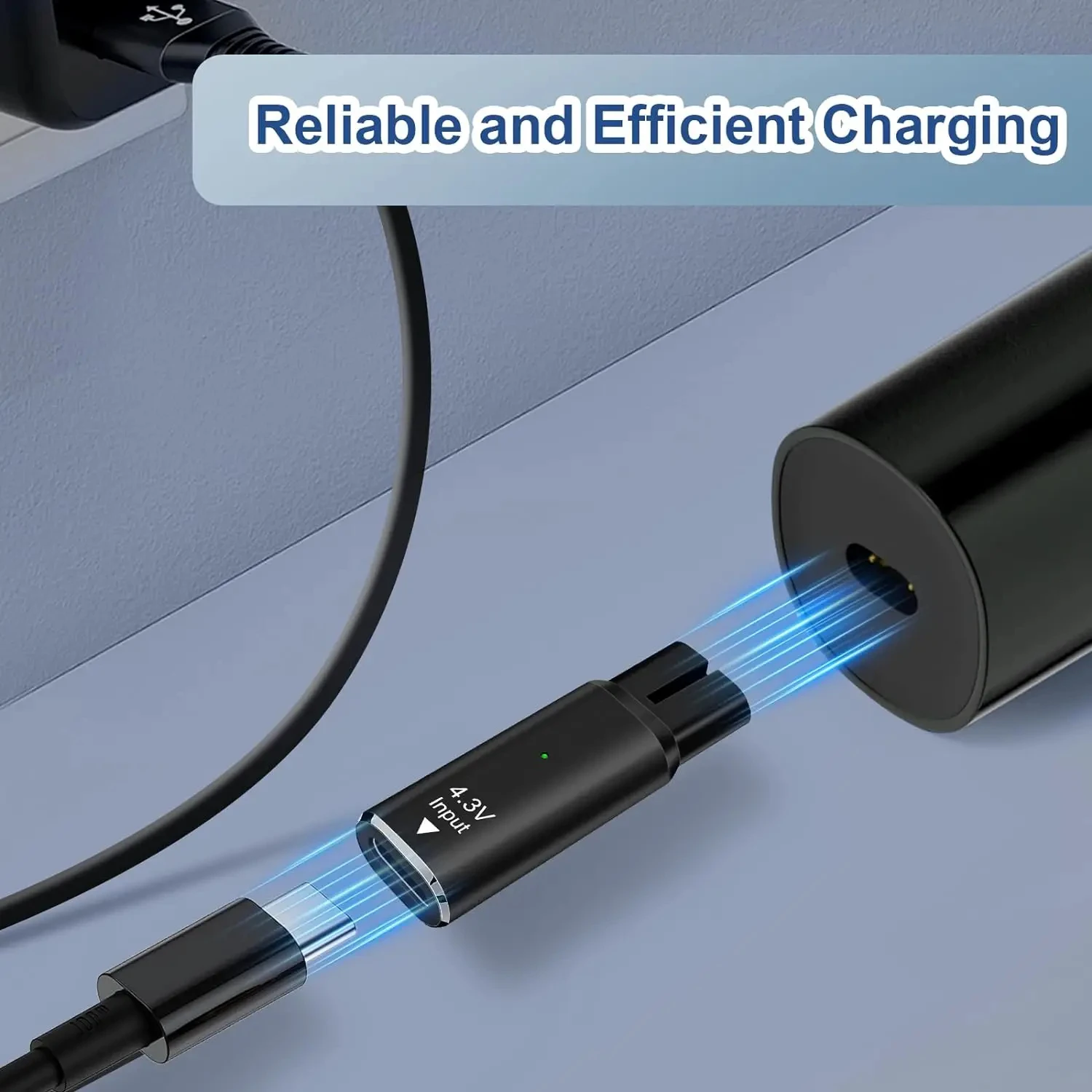 4.3V Type-C Shaver Adapter Charging Converter for Philips One Blade QP2520 QP2515 QP2620 Series with Charging Indicator