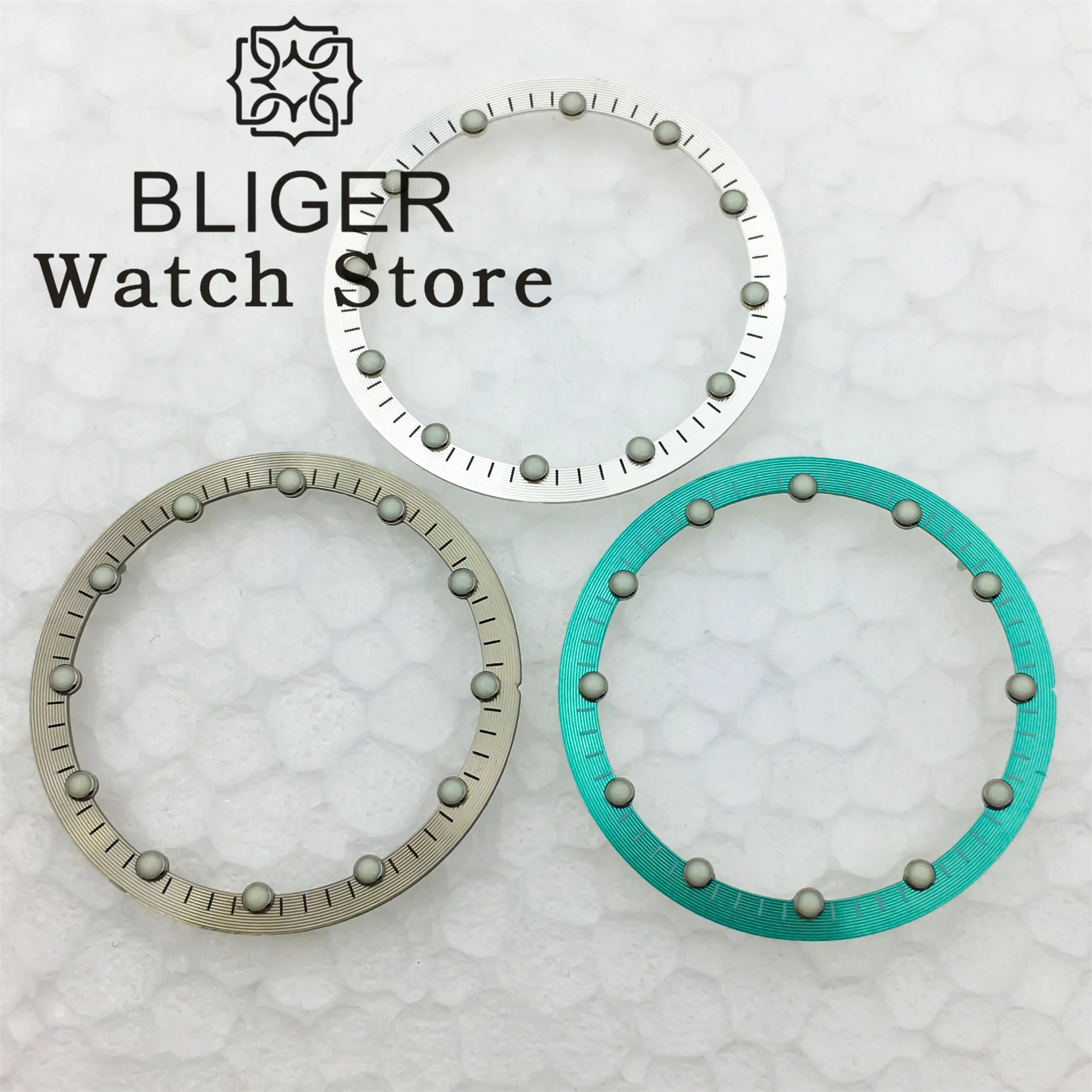 Bliger Luminous Skeleton Dial in Black/Green/Blue - 29mm x 24.5mm