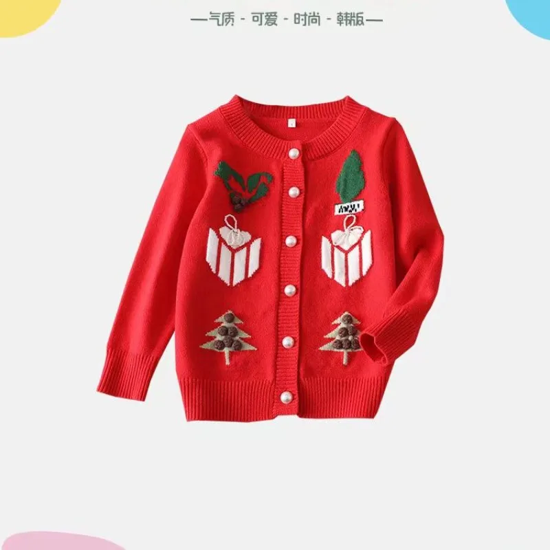남아 및 여아용 레저 니트웨어, 한국 여아 패션 포켓 스웨터, 가디건 코트 니트 스웨터, 2023 가을 신상