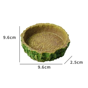 Nuova resina alimentatore per rettili ciotola ceppo design poco profondo vaso d'acqua durevole ciotola per rettili per animali domestici forniture per rettili