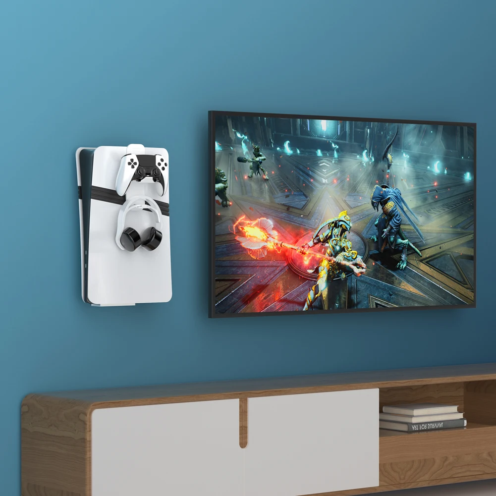 PS5 Pro/PS5 Slim/PS5 콘솔 벽걸이형 수납 후크 세트, 범용 컨트롤러 헤드폰 수납 후크, 호스트 벽걸이 브래킷