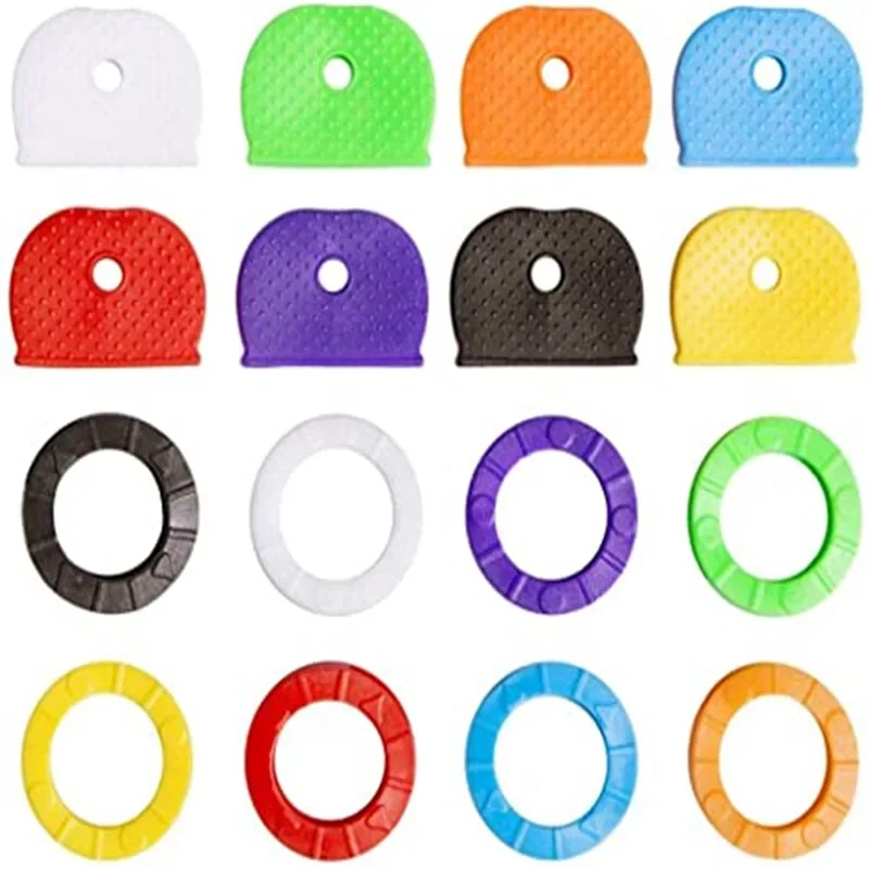 Key Caps Covers 24pcs Silicone Key Identifier Cover Keyring Rings
