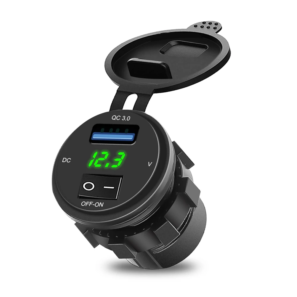 Car Charger QC 3.0 Digital Display For Motorcycle