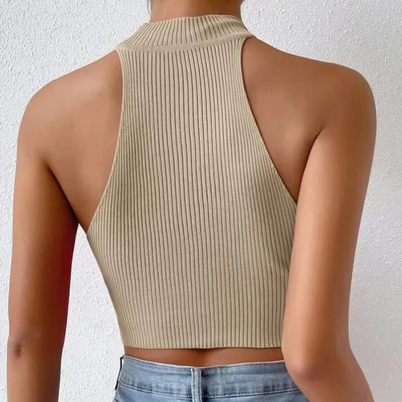 SweatyRocks Women's Sleeveless Halter Twist Front Crop Top – Ribbed Knit Slim Fit Tank - View #7