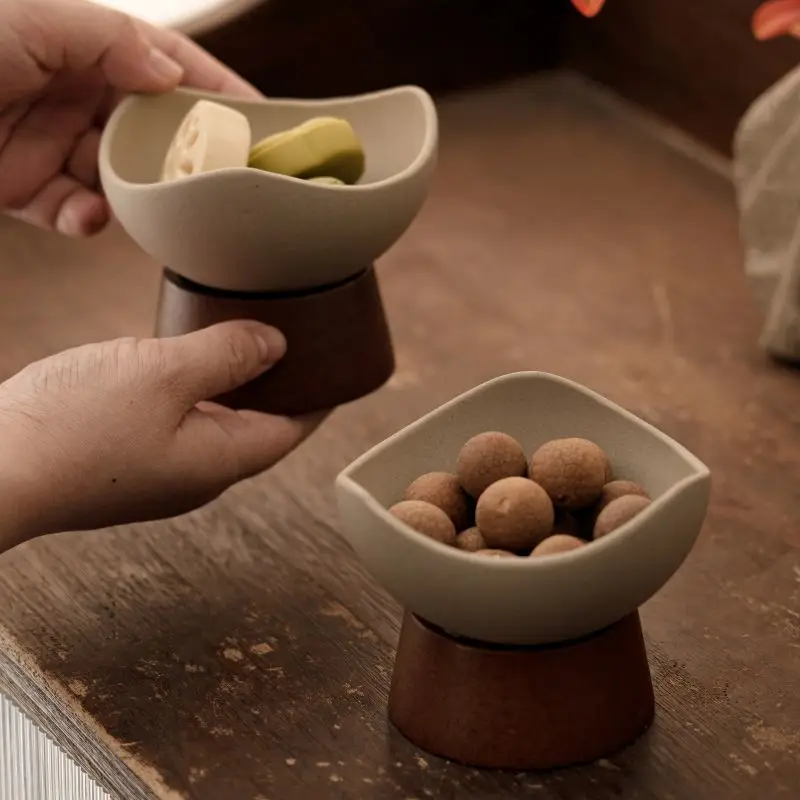 Japanese style ceramic ice cream cup, coarse ceramic dessert bowl, high-end ice cream cup, high footed snack bowl cup