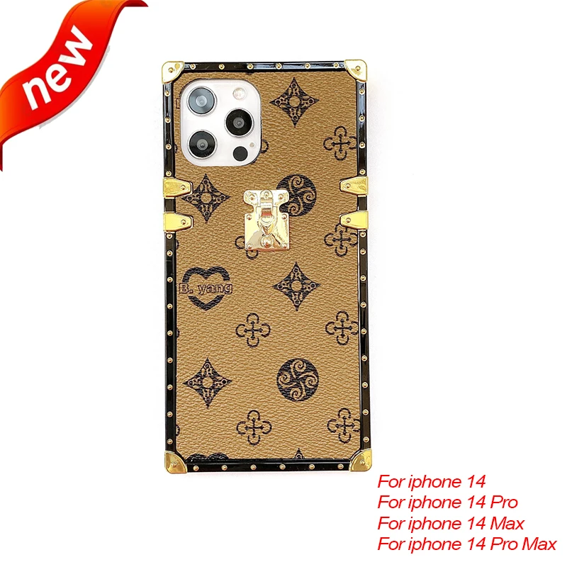 

Phone Cases For iPhone 15 14 Pro Max Square PU Leather iPhone 12 13 Mini Case XR X XS 11 Pro Max 6 7 8 Plus Vintage Soft Cover