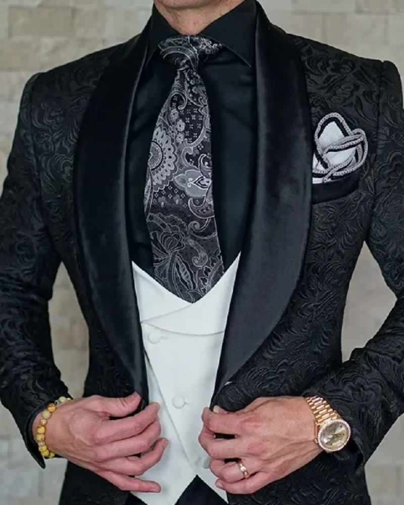 Men's Wedding Suit Italian Design Black Smoking Tuxedo 3-piece Set (coat Vest Pants) Men's Groom Terno
