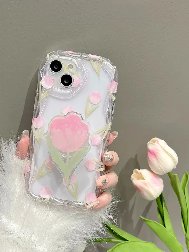 Tulip Grip Holder Wave Cover - Stylish Protective Phone Case