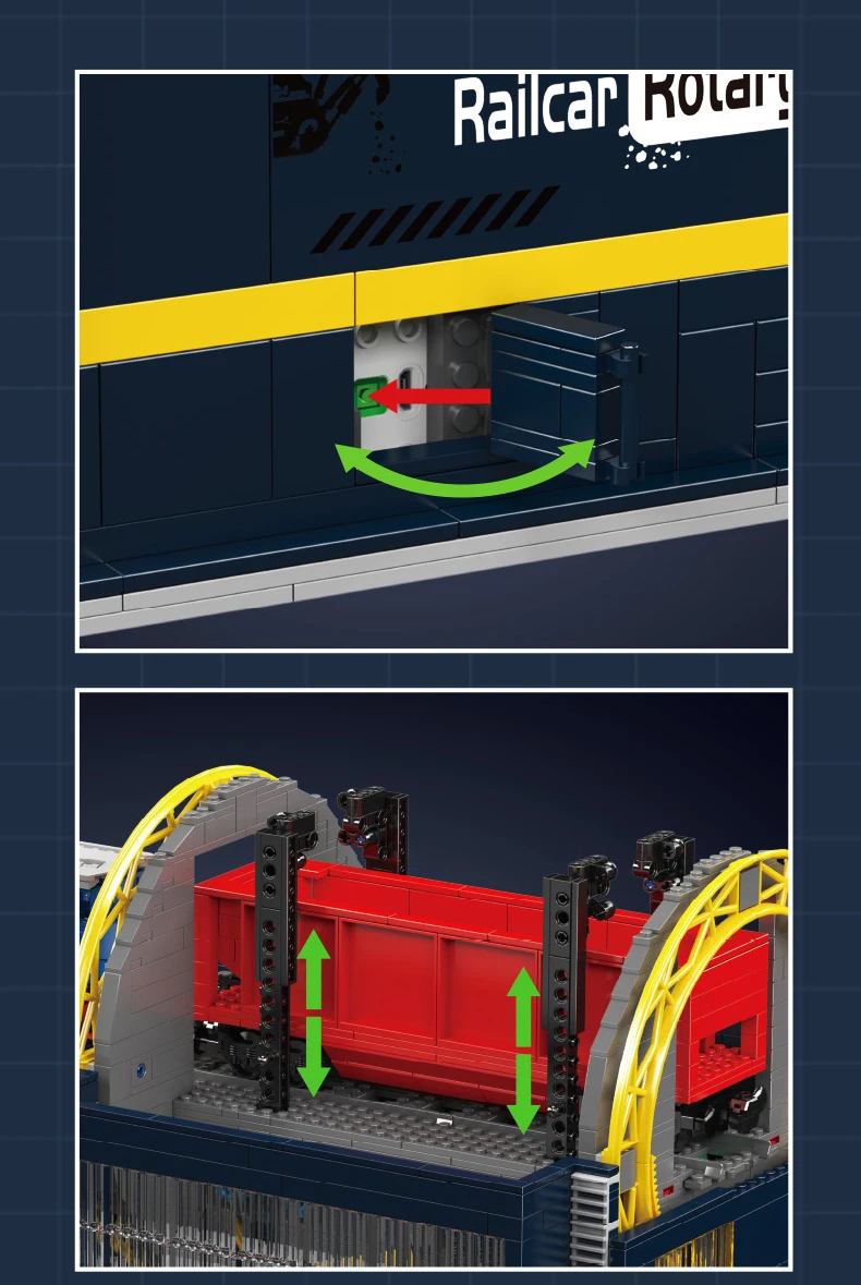 Mould King 17094 Technische Eisenbahn-Spielzeuge Der Motorisierte Schienenkipper Bausatz Lokomotive Bausteine Kinder-Geschenk – Detail 4