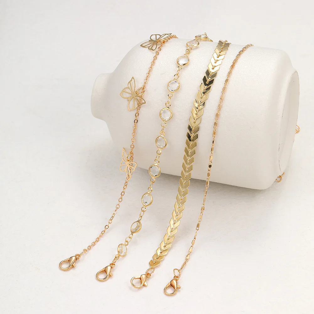 Boho Gold Color Butterfly Anklets Bracelet for Women  Fashion Summer Barefoot Bracelet On Leg 2024 Vintage Beach Femme Jewelry