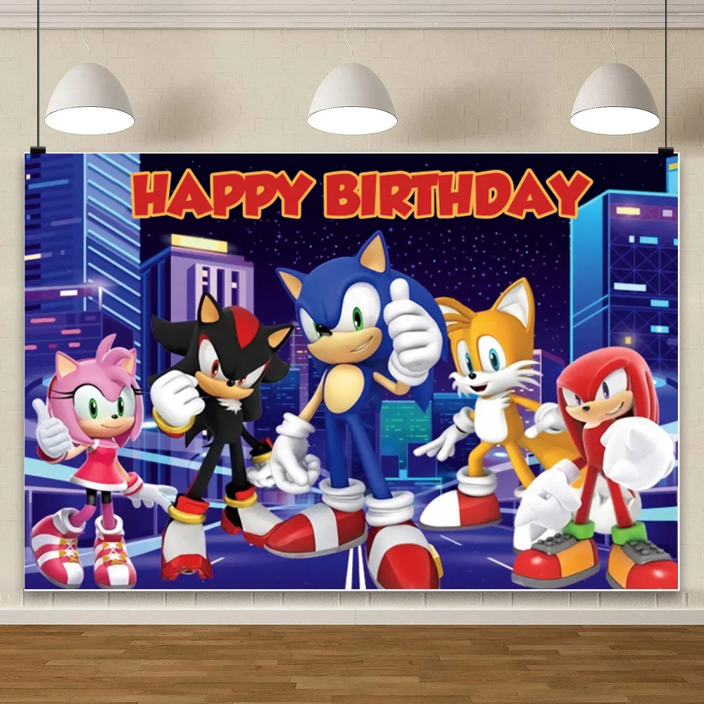 thumbnail image 1 of Fondo fotográfico de Sonic The Hedgehog Amy Rose, fondo para fotografía, suministros para fiesta de cumpleaños, baby shower, pancarta, decoración, juego, 1 of 4