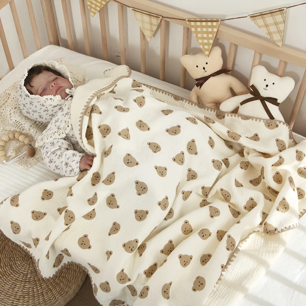 Baby Blankets for Beds 4 Layer Cotton Swaddle Muslin Blanket Bedding Linen Babies Accessories Newborn Bath Towel Mother Kids - 3