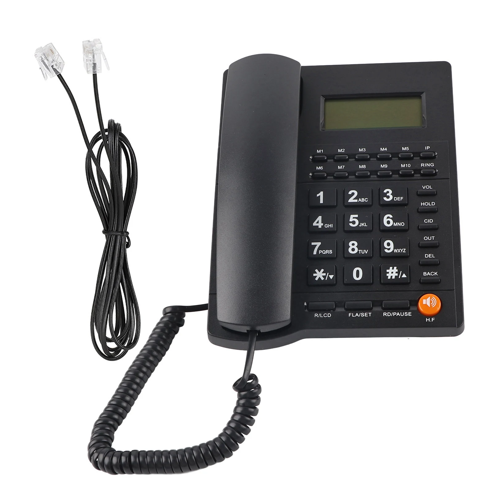 Caller ID Telephone Desk Telephone L019 3 English Trade Call Desk Display Caller ID Telephone for Home Hotel Restaurant Black
