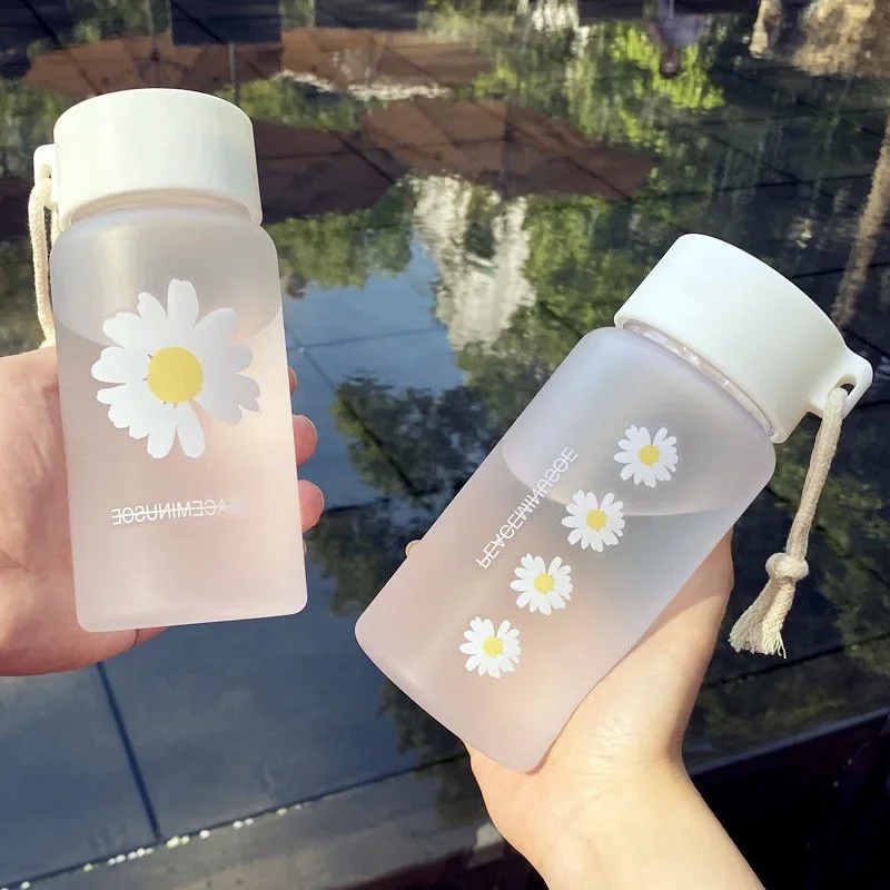Transparent Drinkware Kawaii Stainless Steel Thermos Bottle Water Cup Drink Items Frosted Vacuum Flasks Outdoor Portable Summer