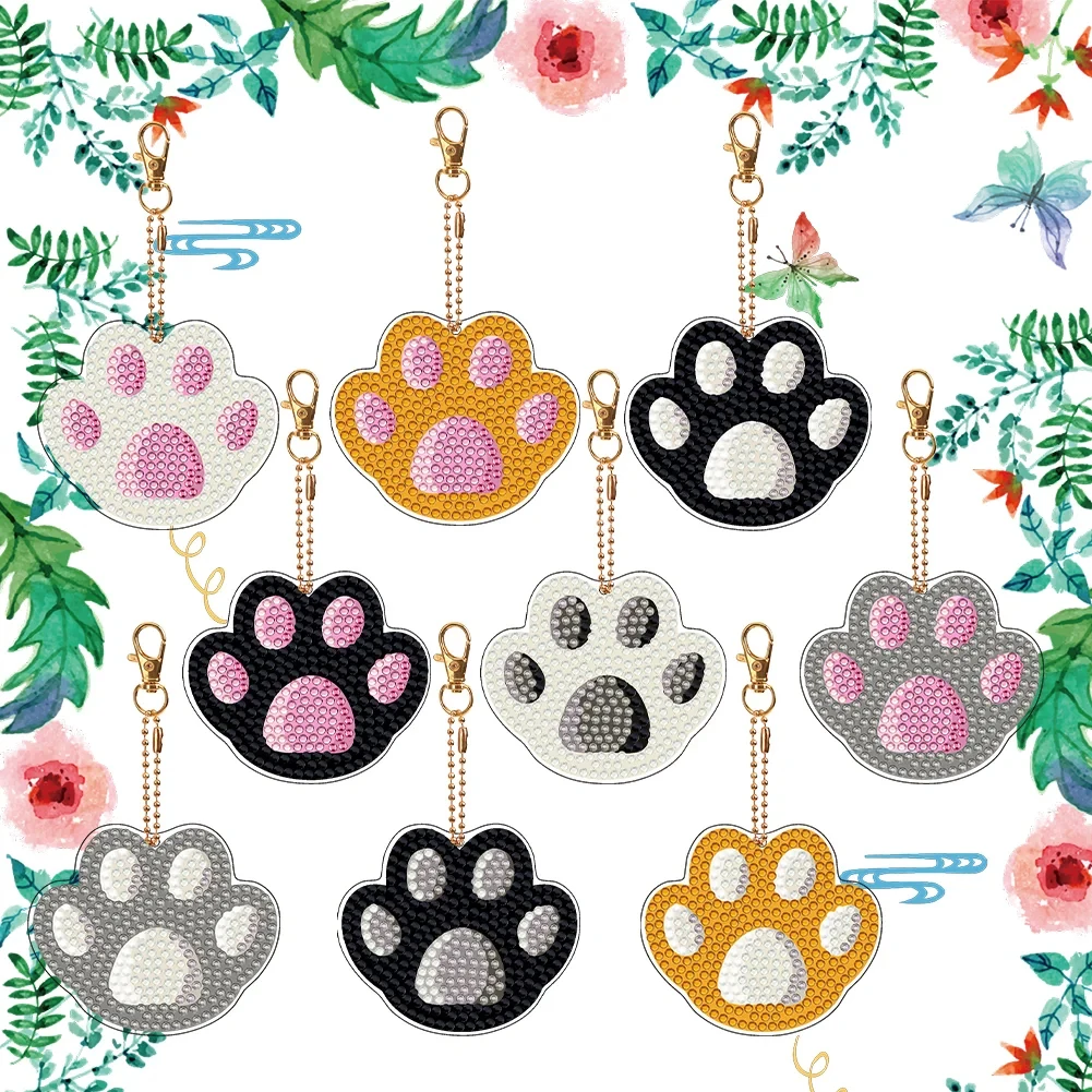 

9 шт., брелки для ключей «кошачья лапа»