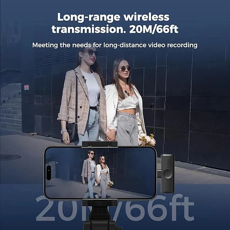 Microfono Lavalier professionale wireless doppio per iPhone, Android, cellulare, PC, microfono con asola_voghion.com