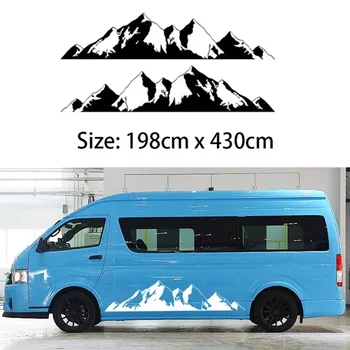 자동차 트럭 RV 비닐 스티커, 2x 산악 오프로드 캠핑카 밴, 모터홈 문짝 바디 차량 데칼 (각 측면에 1 개)