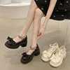 Round Toe Kawaii Lolita Shoes Woman Casual Elegant Pure Color Bow Pumps Non-slip Korean Style Medium Heel Shoes Chic Summer 2023 5