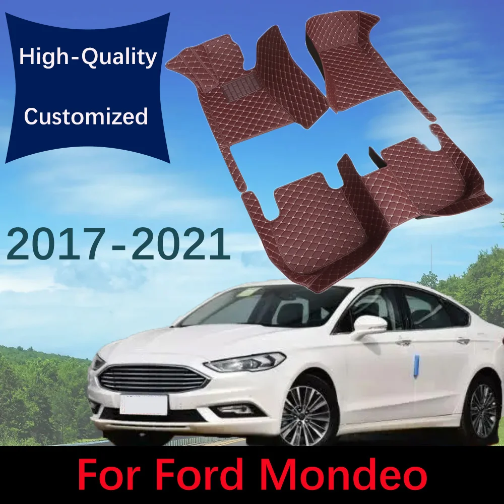 

Custom Leather Car Floor Mats For Ford Mondeo 2017 2018 2019 2020 2021 Automobile Carpet Rugs Auto Foot Pads