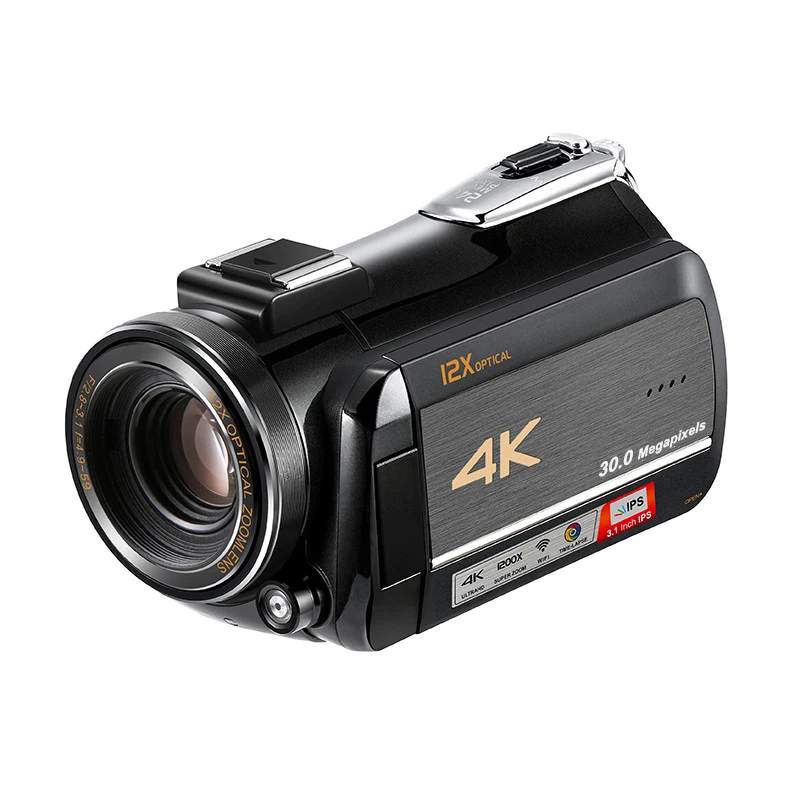 Winait 30.0 메가 픽셀 4K 와이파이 디지털 비디오 카메라, 12 배 광학 줌, 3.0 인치 터치 디스플레이, 디지털 캠코더