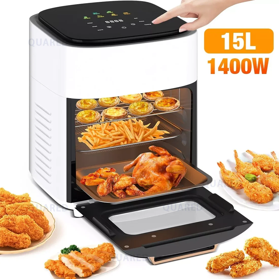 kitchen appliances hot air oven without oil cooking healthy large capacity family fryer Multifunctional Air Fryer 15L Large Capacity Fryer & Oven Integrated Automatic Kitchen Cooking Machine with LED Touch Screen