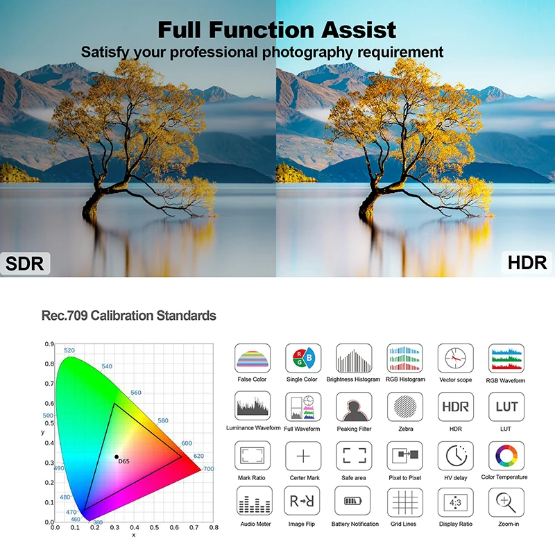 Desview R6 UHB 5.5" Camera Field Monitor 4K HDMI Portable Touch Screen Monitor 2800nits IPS Full HDR 1920x1080 DSLR Camera dslr field monitor