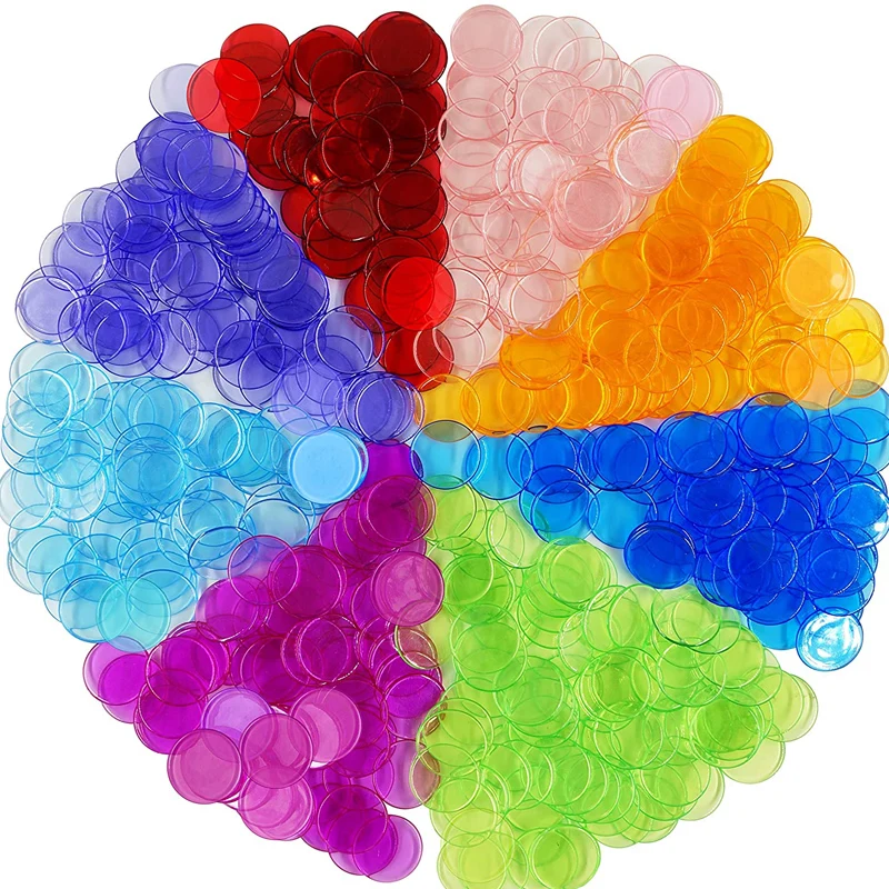 

200Pcs 19MM Transparent Color Counting Chips Educational Games For Children Montessori Toys Juegos De Mesa Para Toda La Familia