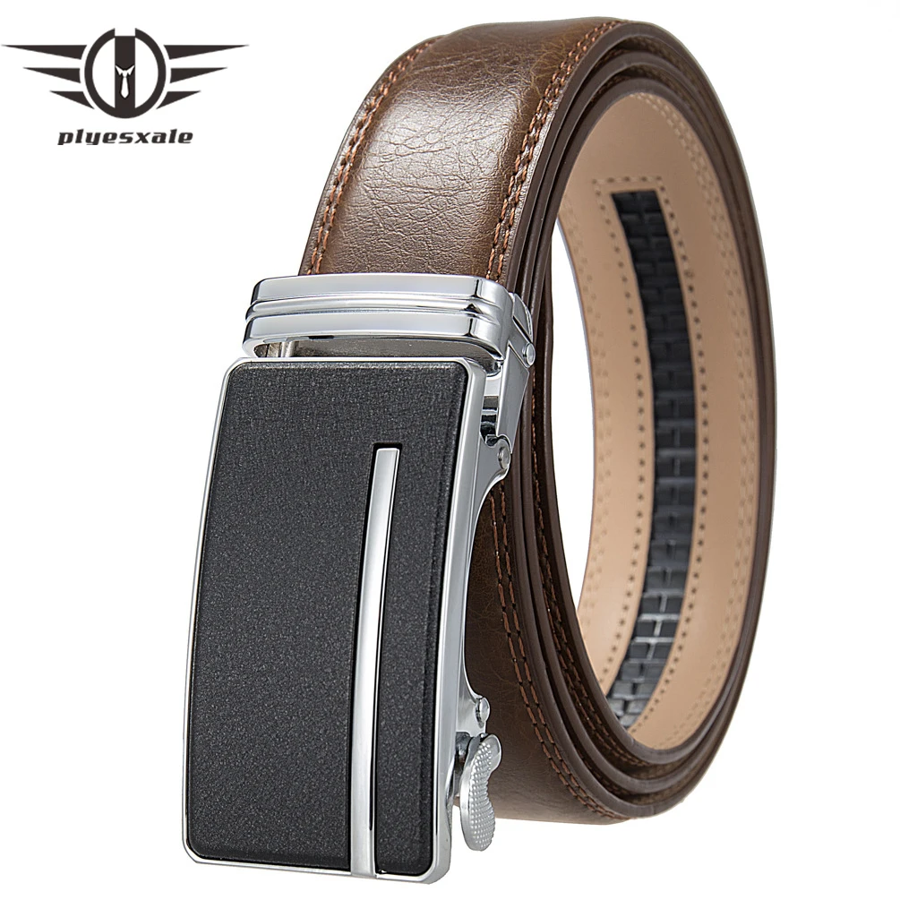 

Plyesxale 3.5cm Width Luxury Belts For Men Cow Genuine Leather Mens Automatic Ratchet Belt High Quality Business Belt Man B1329