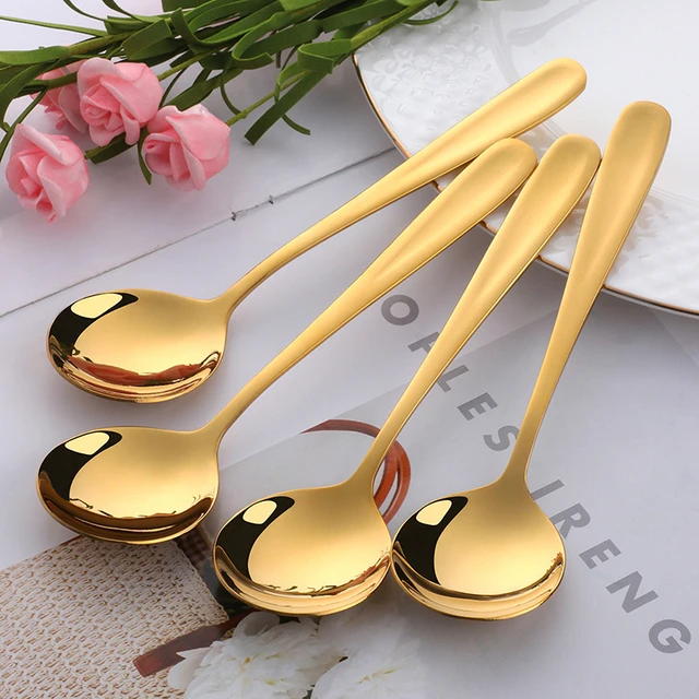 Mini cuillère à soupe en acier inoxydable 6 pièces/ensemble, cuillère à  sucre, louche à Dessert en métal glaces thé café cuillères couverts, outils  de table - AliExpress