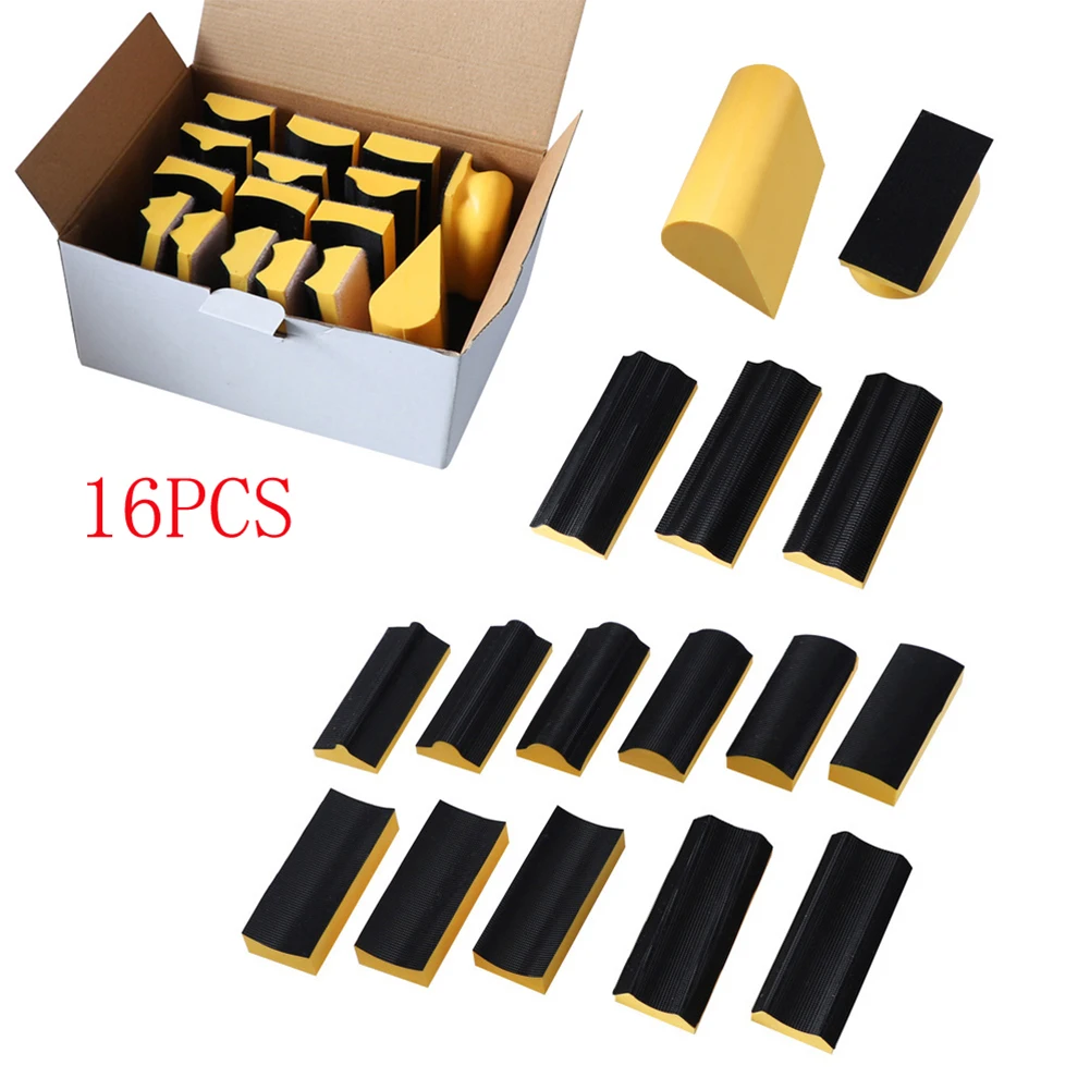 

16Pcs Sanding Pad Disc Hand Sanding Block Grinding Sponge For Hook Abrasive Tool For Polishing Woodwork Automobile Metal