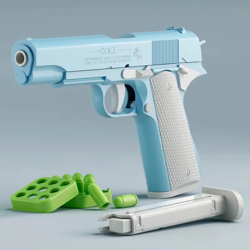 Luminous 1911 Continuous Shell Throwing Model Simulation Kids Toy Guns Empty Magazine Hangs Up Decompression Boys Plastic Pistol 2