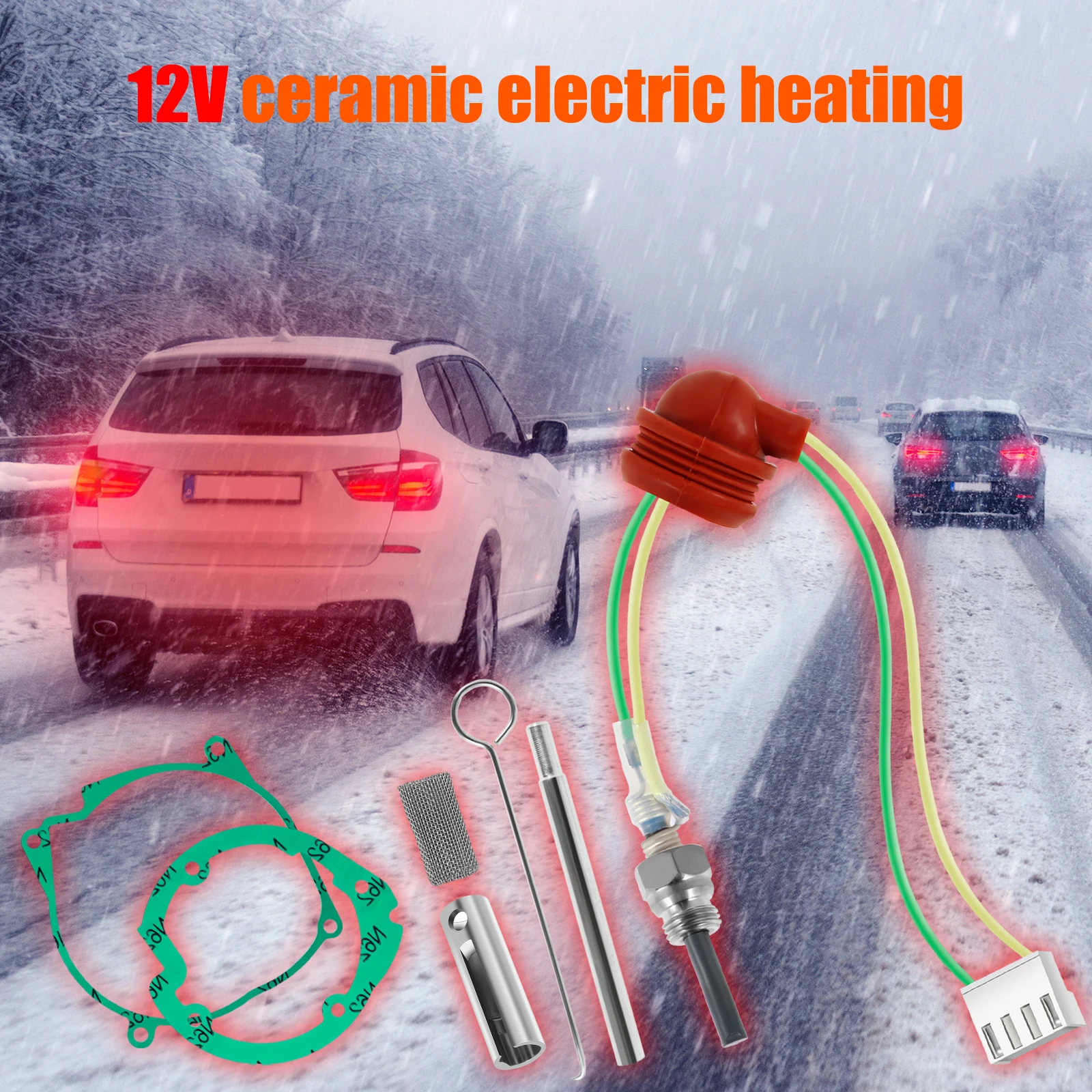 Glow Plug Repair Kit 12V 2KW 5KW 8KW Parking Diesel Heater Glow Ignition Plug Kit with Filter and Removal Fitting Tool Ceramic